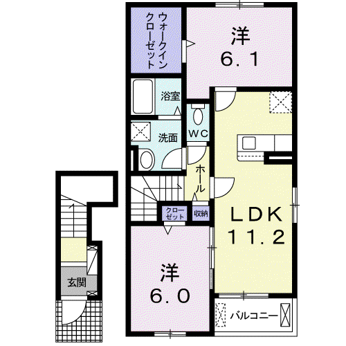 ネオヴィータ Ⅲ(2LDK/2階)の間取り写真