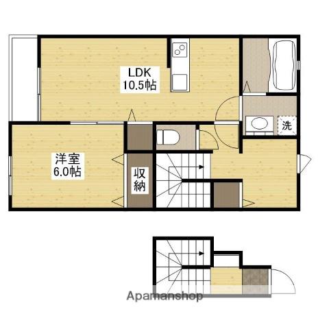 スカイハイツA(1SLDK/2階)の間取り写真