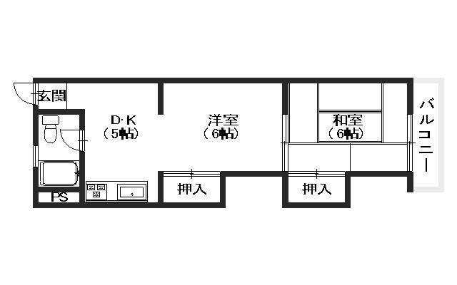 八木興産ビル(1LDK/4階)の間取り写真