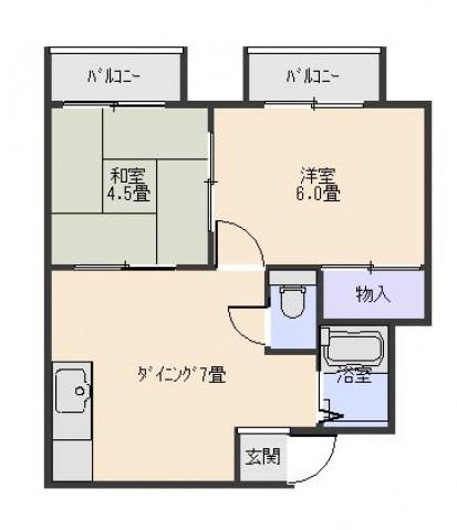 鷹の羽マンション(2DK/2階)の間取り写真