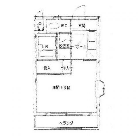 サンライズ五日市(1K/4階)の間取り写真