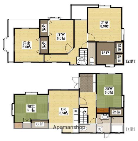 芸備線 安芸矢口駅 徒歩9分 2階建 築30年(5SDK)の間取り写真