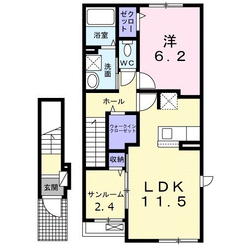 ドエル F・T・K V番館(1LDK/2階)の間取り写真