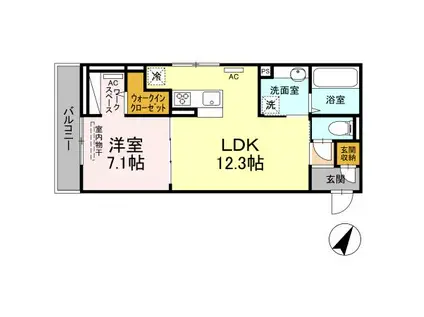 広島電鉄宮島線 宮内駅(広島) 徒歩8分 3階建 築1年(1LDK/3階)の間取り写真