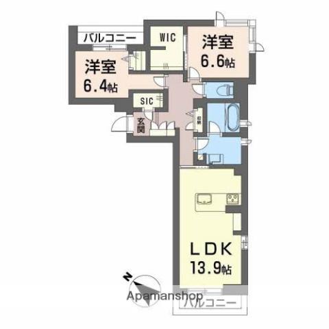 グランエス長束(2LDK/3階)の間取り写真