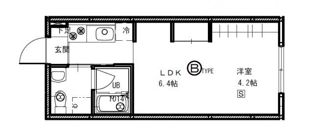 リヴィエール口田(ワンルーム/1階)の間取り写真