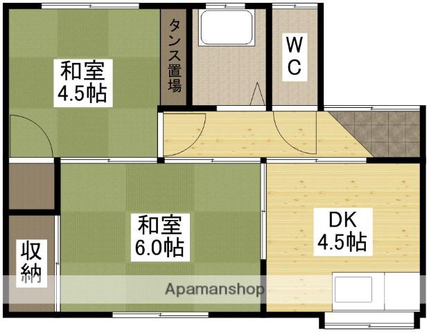 山本アパート(2DK/2階)の間取り写真