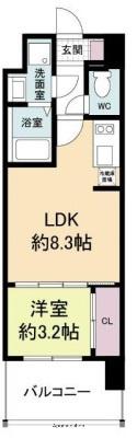 ウェンディ光町(1LDK/11階)の間取り写真