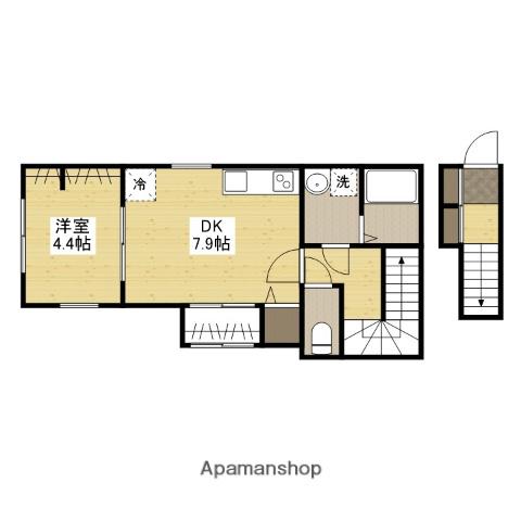 CASA OTTO古市橋(1DK/2階)の間取り写真