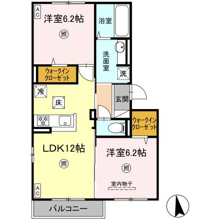 CONTENTO(2LDK/1階)の間取り写真