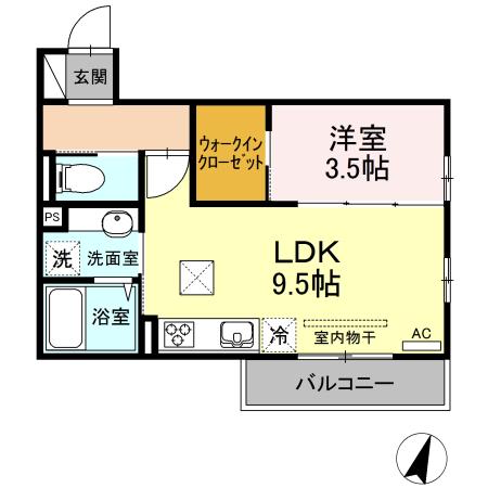 コンツェルト(1LDK/1階)の間取り写真
