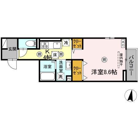 D-ROOM高須2丁目 B棟(1K/1階)の間取り写真