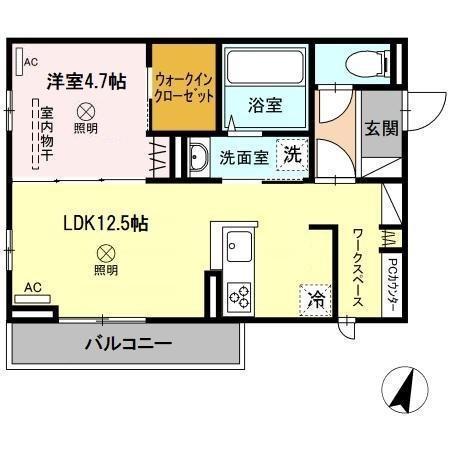 メゾン カルム(1LDK/2階)の間取り写真