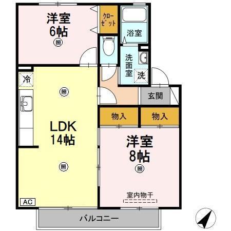 ルミエール倉本(2LDK/1階)の間取り写真