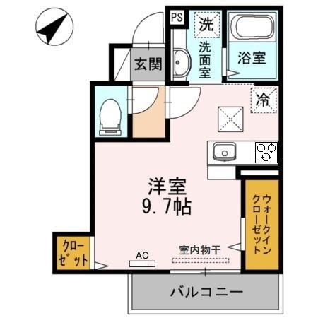 サンシャインヒルズⅡ(ワンルーム/1階)の間取り写真