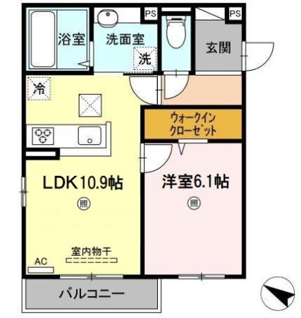 ラ・フィーグ古江東(1LDK/1階)の間取り写真