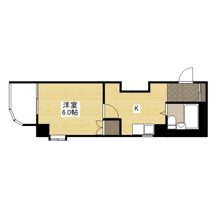 グリーンヴァリィ金光一番館(1K/4階)の間取り写真