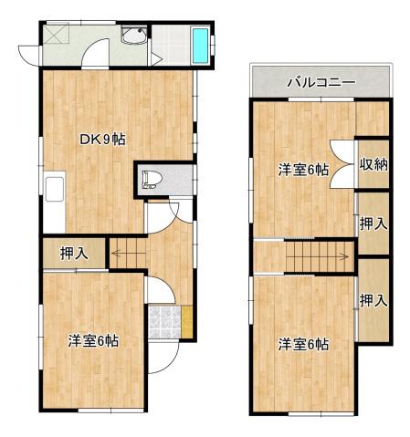 広島県広島市東区 2階建 築50年(3DK)の間取り写真