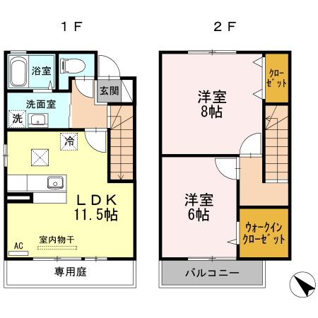 セジュールＮＡＫＡＯⅡ(2LDK)の間取り写真