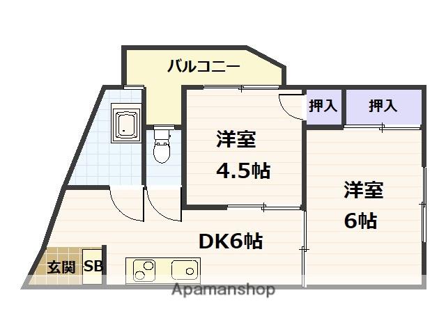 惣田ビル(2DK/2階)の間取り写真