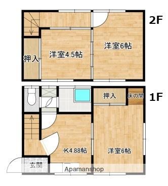 山陽本線 中野東駅 徒歩13分 2階建 築47年(3K)の間取り写真