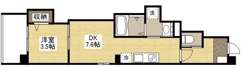グレース十日市(1DK/8階)の間取り写真