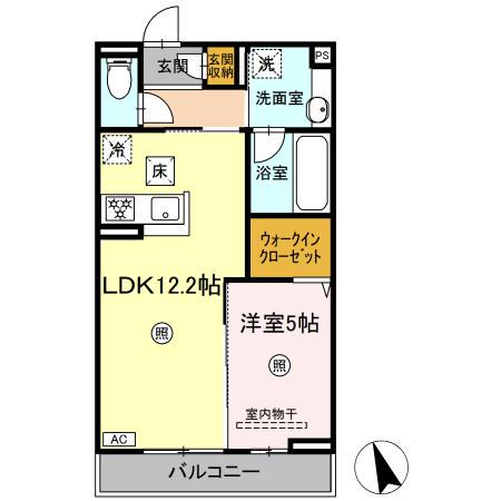 サウスERN GION(1LDK/1階)の間取り写真