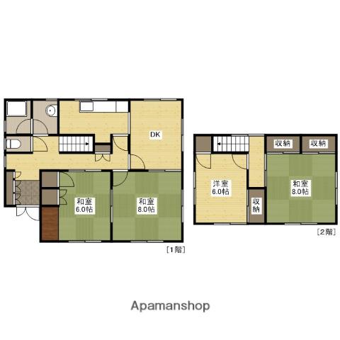 広島県広島市安佐北区 2階建 築42年(4DK)の間取り写真
