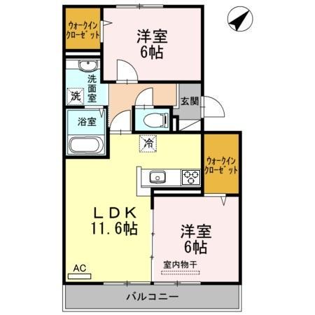 ファイブスリー(2LDK/2階)の間取り写真