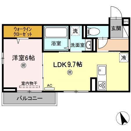 ノクターン II棟(1LDK/3階)の間取り写真