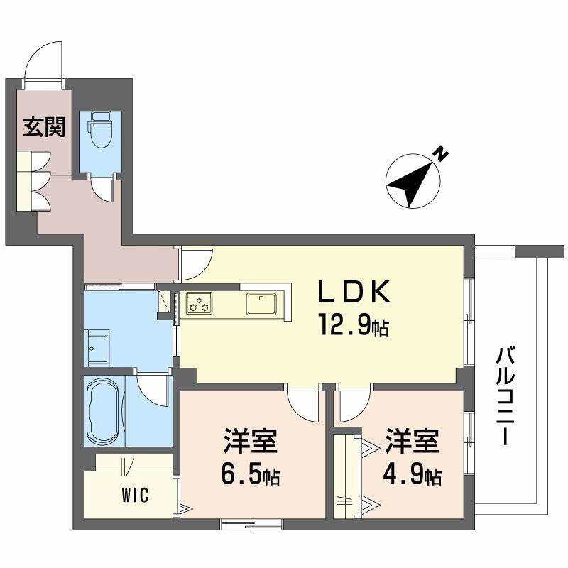 フィグ古江東町(2LDK/2階)の間取り写真