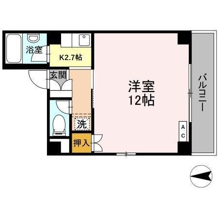 クリスタルビル(1K/2階)の間取り写真