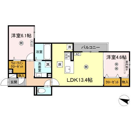 パークコート東雲(2LDK/1階)の間取り写真