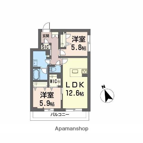メゾンドノアール(2LDK/2階)の間取り写真