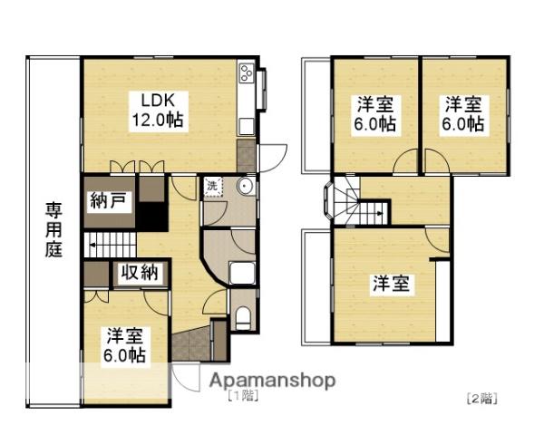 アストラムライン 上安駅 徒歩9分 2階建 築53年(4SLDK)の間取り写真