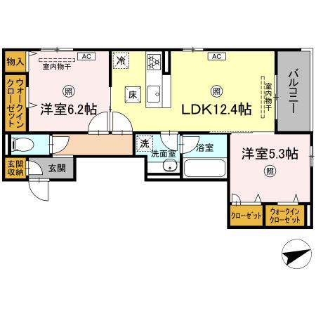 ボナール(2LDK/1階)の間取り写真