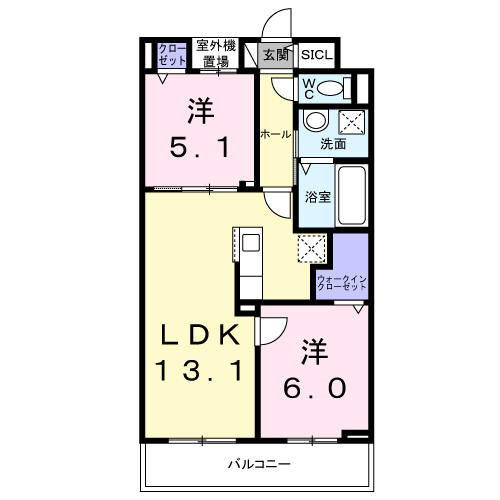 サンリットⅡ(2LDK/3階)の間取り写真