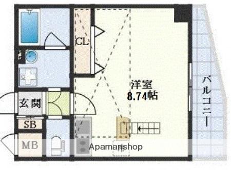 XSELL YAGA(1K/2階)の間取り写真