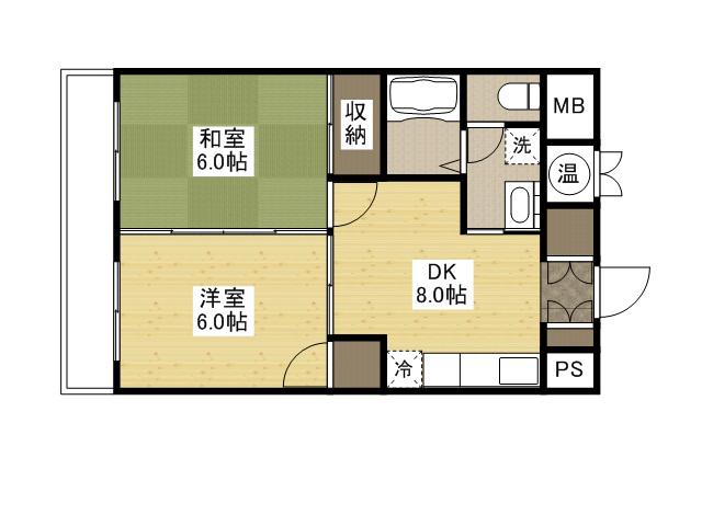 エフケイビル(2DK/6階)の間取り写真