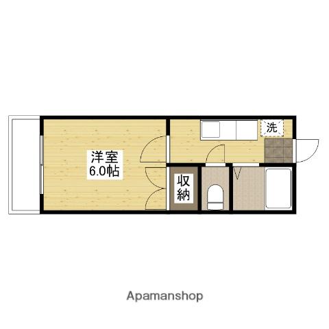 第3カトービル(1K/1階)の間取り写真