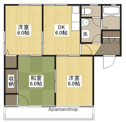 ハイツ谷中E棟(3DK/2階)の間取り写真