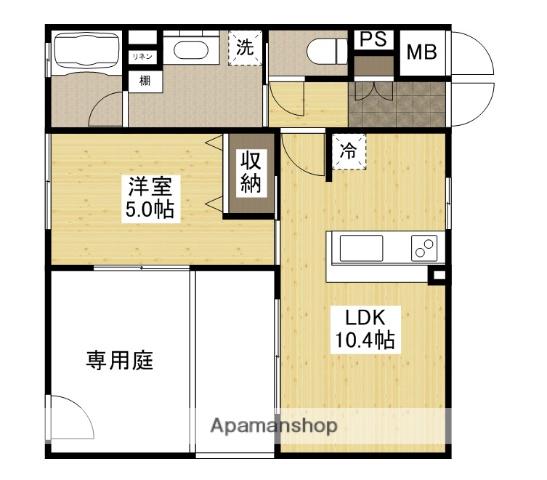 プランドール中筋(1LDK/1階)の間取り写真