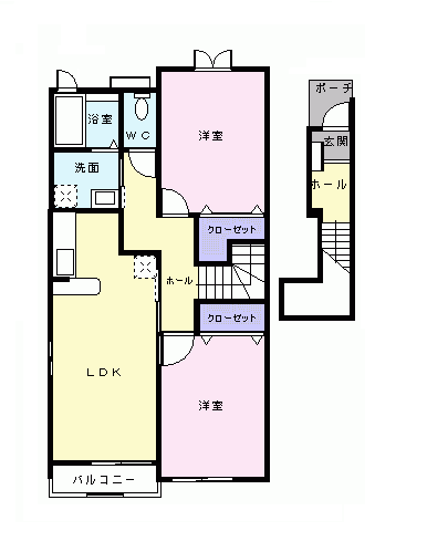 クレストールD(2LDK/2階)の間取り写真