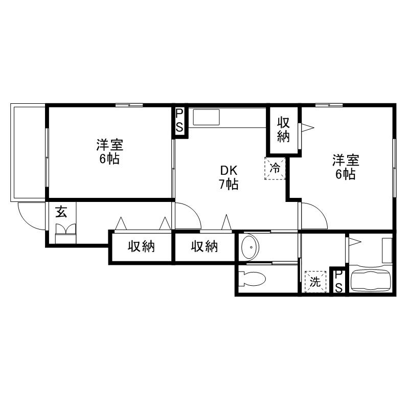 IGOROTA Ⅰ(2DK/1階)の間取り写真