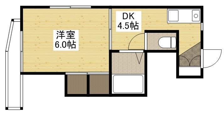 コーポ西原(1DK/4階)の間取り写真