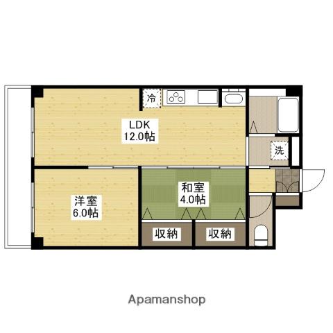 幟町熊本ビル(2LDK/4階)の間取り写真