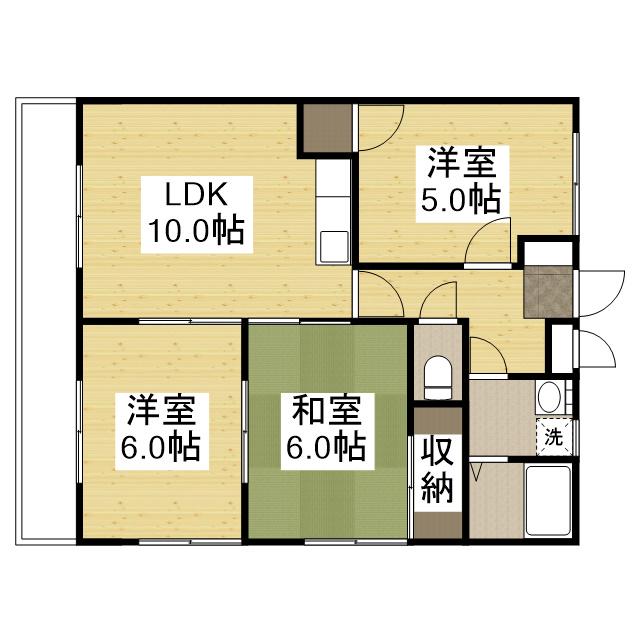 アップス安東Ⅵ(3LDK/2階)の間取り写真