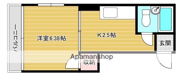 古葉ビル(1K/5階)の間取り写真