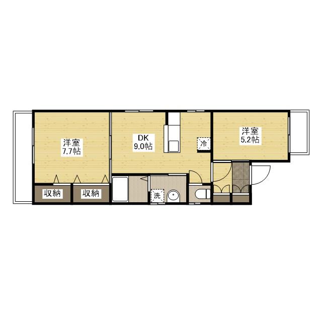 広島電鉄本線 銀山町駅 徒歩8分 4階建 築20年(2DK/2階)の間取り写真
