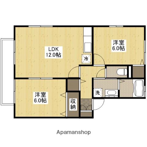 ファミール宮上D棟(2LDK/2階)の間取り写真